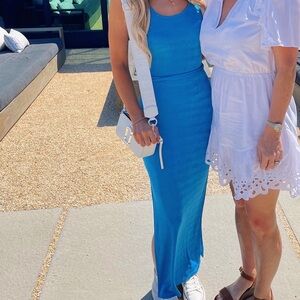 HELLO MOLLY | Elegant Blue Sleeveless Maxi Dress